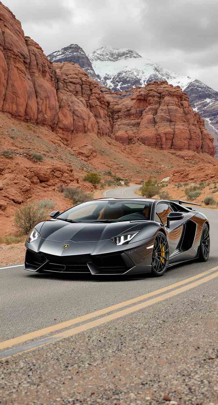 A Lamborghini sports car in the desert
